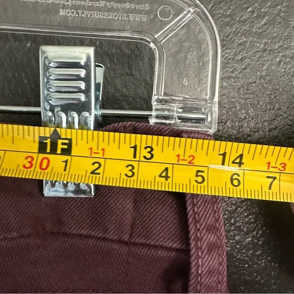 AMO Easy Army Trouser Pants Size 25 Burgundy High Rise Utility Crop Raw Hem - Picture 7 of 10